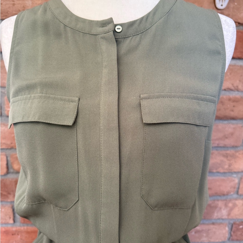 Olive Green Sleeveless Dress - Picture 8 of 12